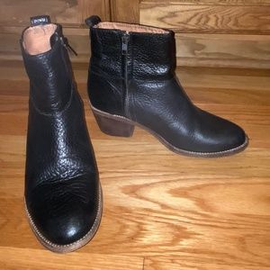 Madewell leather booties with leather lining, made in Brazil.